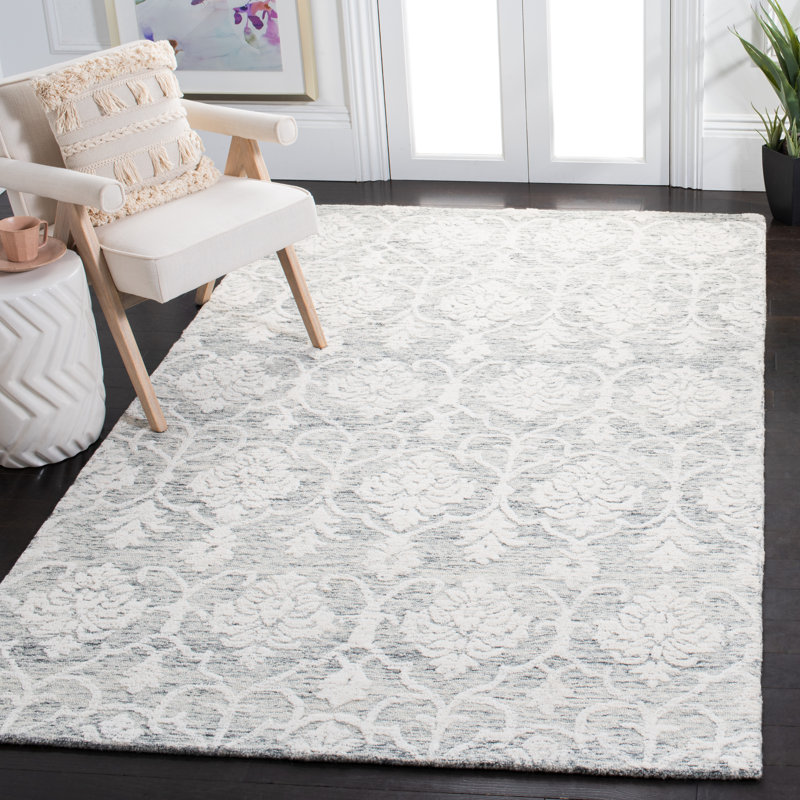 Alfkil Metro Hand Tufted Indian Wool And Cotton With Latex Damask Rug, Rectangle 4' x 6'