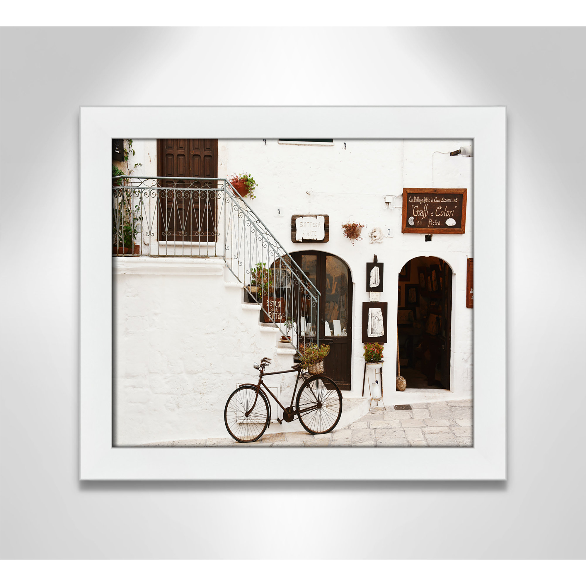 La Bottega D'arte by - Single Picture Frame Print, 14" H x 16" W x 0.75" D, White Framed