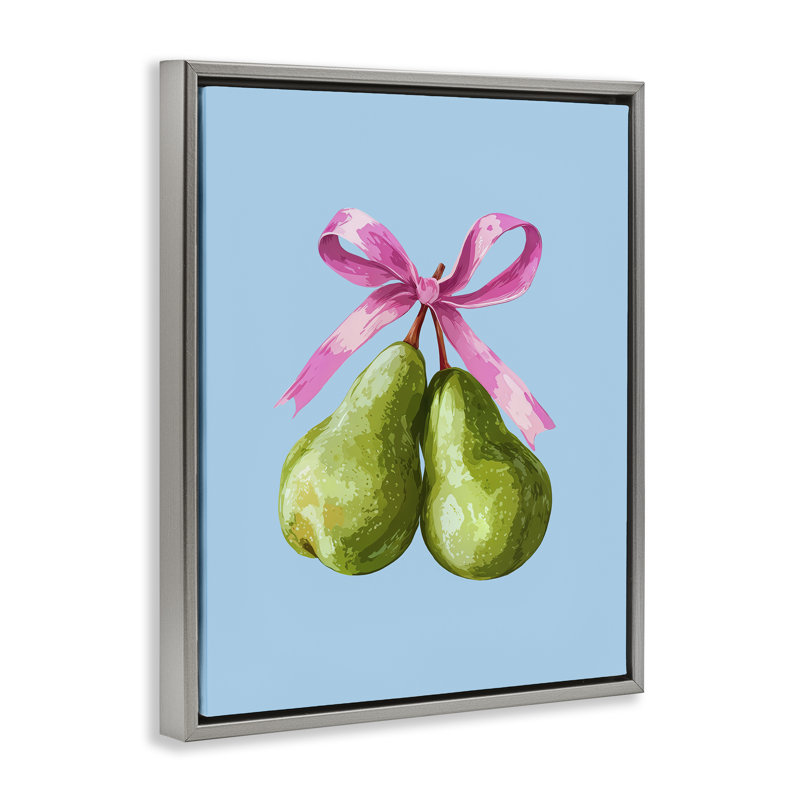 Poires jumelles avec cadre flottant à ruban, design par Imagine It Images, H 31 po x l 25 po, Cadre flottant gris lustré
