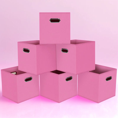 Foldable Storage Cubes Bins with Dual Handles, Fabric Organizer Baskets for Cube Shelves, Set of 6, Non-Woven Material, 11x11x11 Inch, for Home, Close