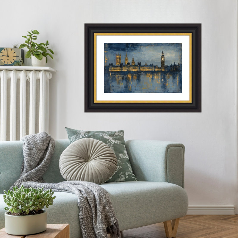 «Cityscape at Night» par Wightmans, impression sur bois encadrée, 23 x 30