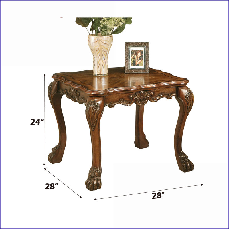 Table basse en chêne cerisier avec finition brossée à la main rétro - charme rustique Pieds à griffes stables