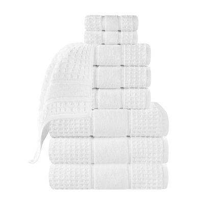  Zero-Twist Cotton Towel Set - Honeycomb Waffle Texture - Quick-Dry