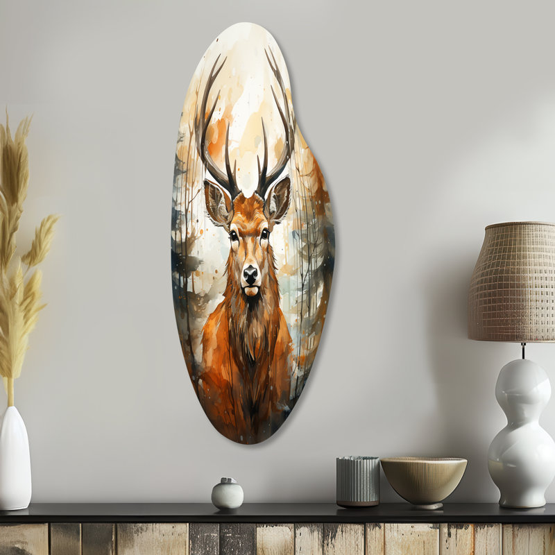 Décoration murale irrégulière en forme de cerf en métal, H 38 po x l 15 po x P 1 po