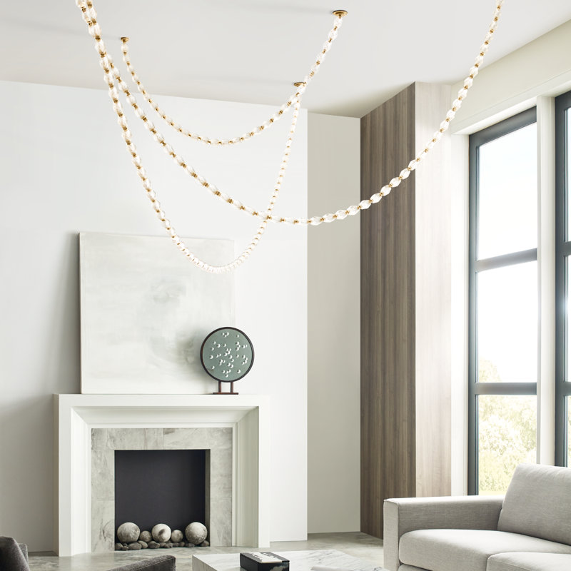 Collier 240 Chandelier, 89.7" H x 2" W x 2" D, Polished Nickel