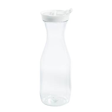 JoyJolt Hali Glass Carafe Bottle Water or Juice Pitcher with 6 Lids - 35 oz  - Set of 4