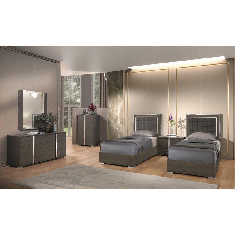 Upholstered Platform Storage Bed, Matte Gray, Full