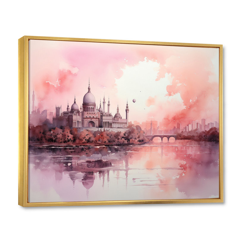 Médiévale majestueuse sur toile, H 34 po x l 44 po x P 1,5 po, Cadre flottant doré