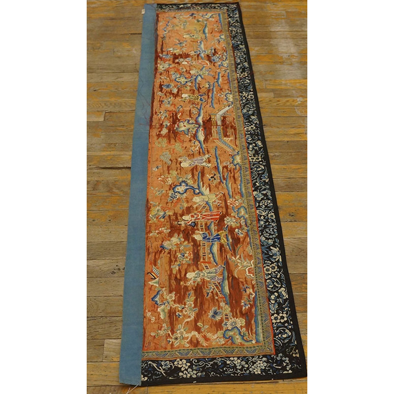 Tapis corail / saumon en laine antique