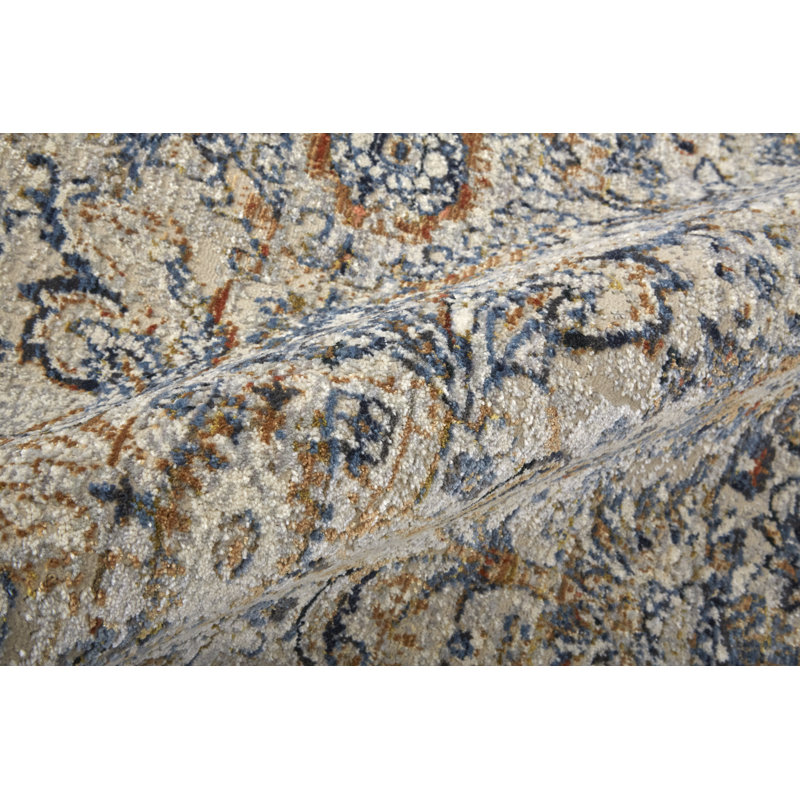 Tapis bleu / orange Benedetto, Tapis de couloir 2 pi 6 po x 8 pi