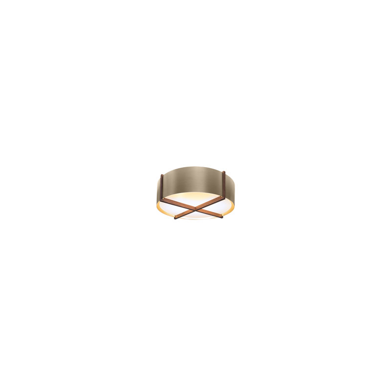 Plura Flush Mount, 7.8" H x 18" W x 18" D, Distressed Brass, Walnut