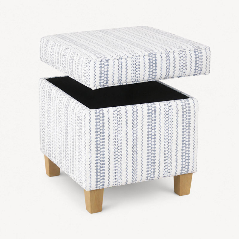 Repose-pieds carré avec rangement, couvercle escamotable et pieds en bois
