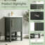 Meuble-lavabo sur pied vert sauge foncé vintage de 20 pouces avec lavabo en céramique pour petite salle de bain