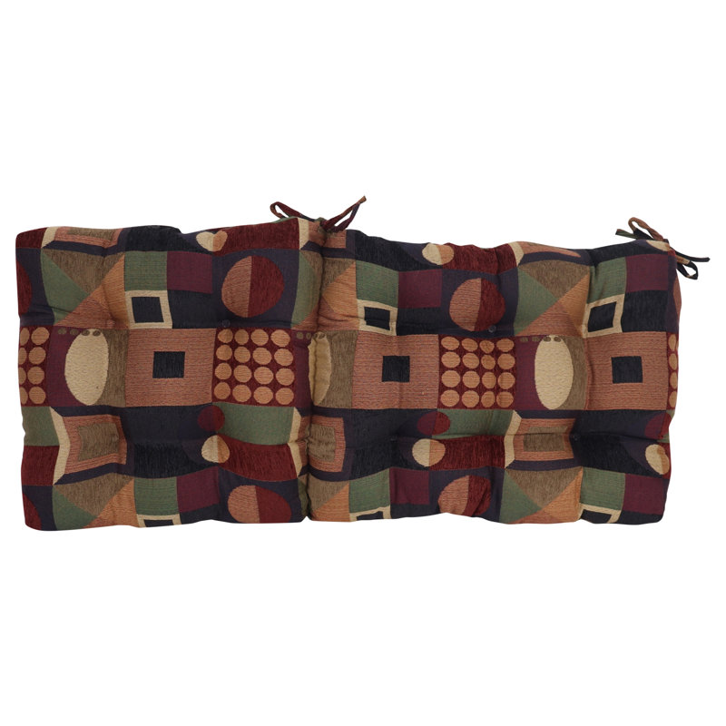 Jacquard Chenille Tufted Seat/Back Chair Cushion, Multi-Colored Geometric, 18" W x 18" D