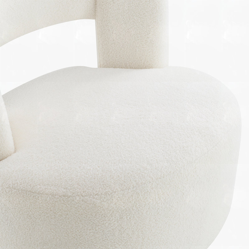Fauteuil demi-tonneau pivotant en tissu performance rembourré, Nounours crème