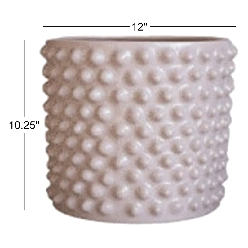 Pot à fleur en céramique Kim, Blanc cassé, H 10,25 po x l 12 po x P 12 po