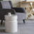 Capiz Cylinder End Table with Geometric Inlay