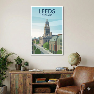 Leeds, England - Vintage Travel Poster Of Romantic Cityscape And Yorkshire Charm. Giclée Print On Wrapped Canvas. Wall Art, Home Decor - Cities & Towns, England - Wrapped Canvas Print