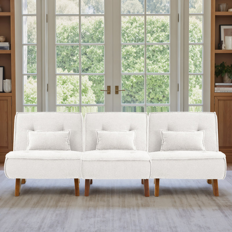 90''W Upholstered Spacious 3 Seat Sofa will Pillow, Gray Polyester