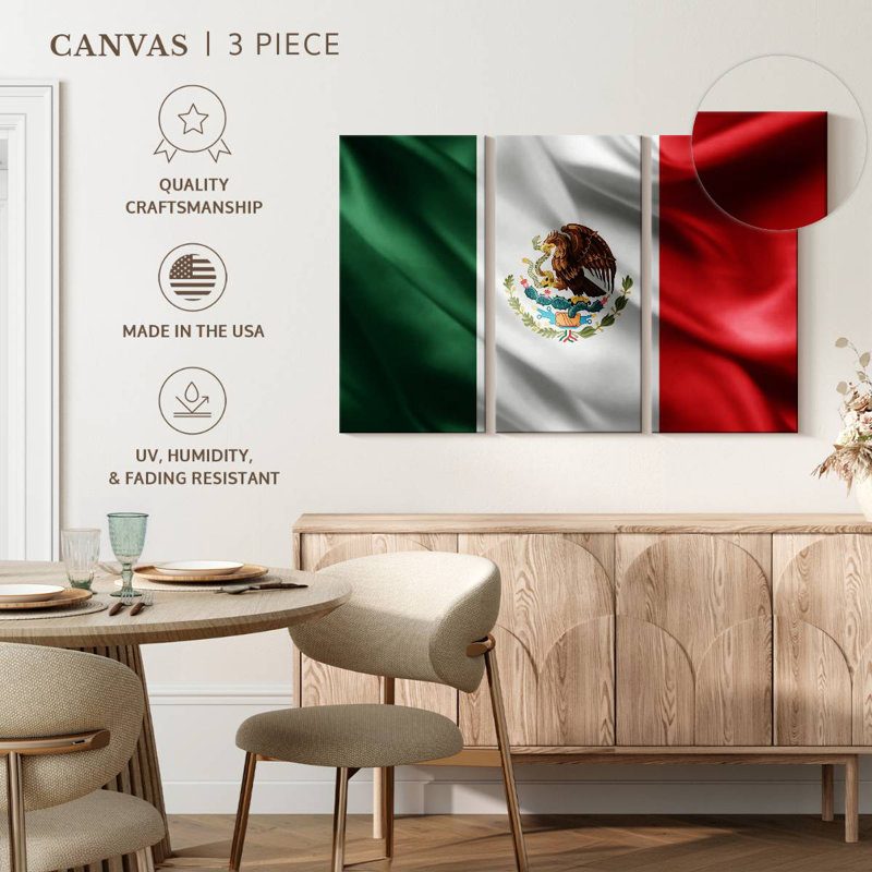 Borges Silk Mexican Flag, 28" H x 45" W