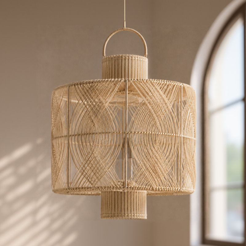 19.7 in. H Rattan Tiered Pendant Shade