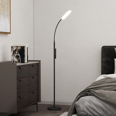 HOMCOM LED Floor Lamp Remote & Touch Control Stepless Dimmable Black