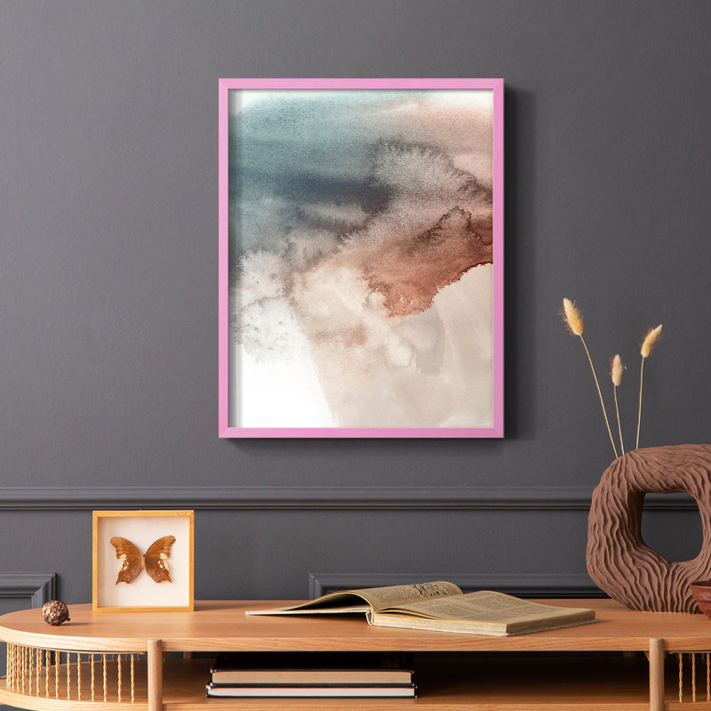 Red Ochre abstrait III, reproduction encadrée - bois massif, Rose, H 10 po x l 8 po