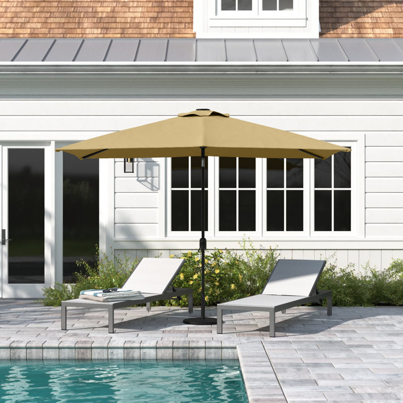 Parasol de marché rectangulaire éclairé 6 pi 6 po x 10 pi Lochala, Champagne