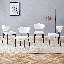 La chaise de salle à manger blanche minimaliste ergonomique, avec un dossier incurvé pour une conception confortable, libère une nouvelle position assise confortable et minimaliste. Un ensemble de 4 est disponible en noir et blanc.-133679468-133679469