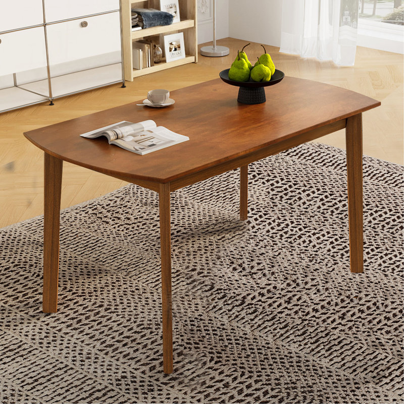 Table de salle à manger moderne de 47 pouces de style Mid-Century, table de salle à manger en bois massif pour 4 personnes, table minimaliste pour la salle à manger, table de salle à manger rectangulaire, assemblage facile