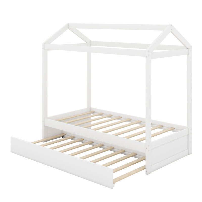 Twin Size White House Bed With Trundle, Can Be Decorated