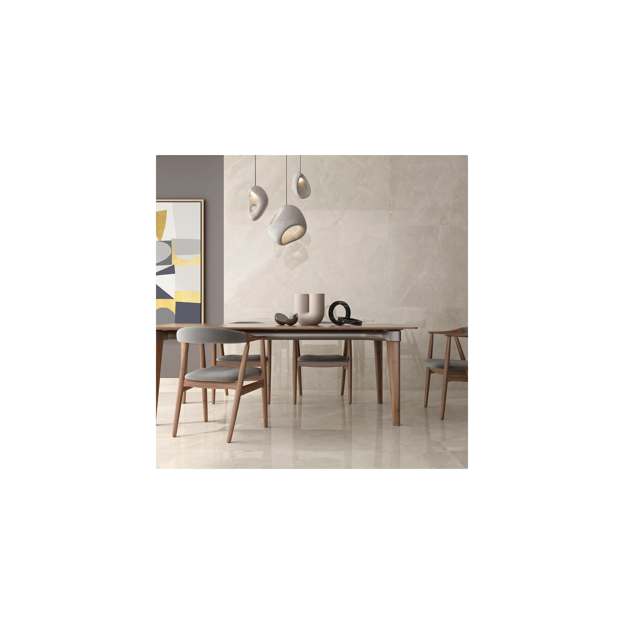 Magi 12" x 24" Polished, Marble Look, Marfil