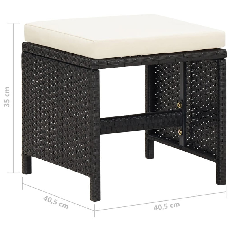 Garden Stool Set Of 4, Black, Beige/Black