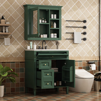 Meraris 30'' Single Bathroom Vanity with Manufactured Wood Top
