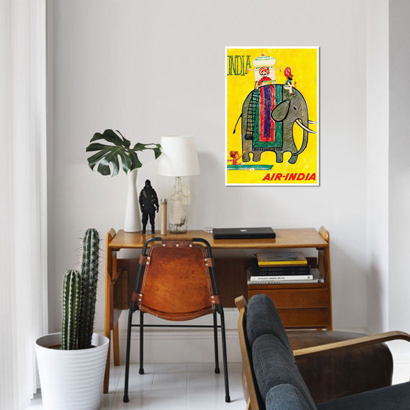 « India - Air India » publicité Vintage sur toile, 18" H x 12" L x 1,5" D