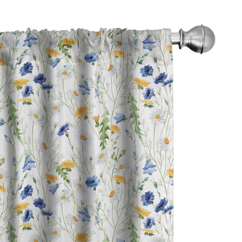 Flower Semi-Sheer Rod Pocket Curtain Panels, 28" x 84"
