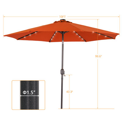 Market Umbrella with Solar Lights, Table Umbrella for Patio