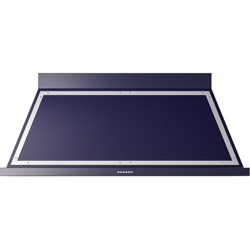 ILVE 60" Nostalgie II Noblesse 600 CFM Ducted Wall Mount Range Hood, Midnight Blue/Chrome