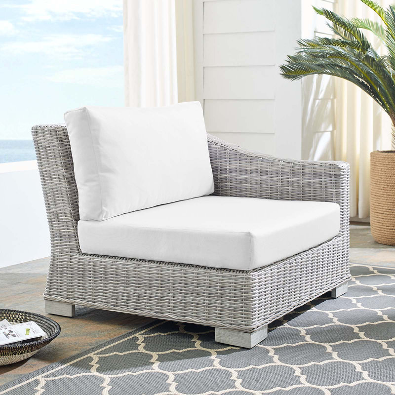 Fauteuil d'extérieur en rotin pour terrasse Conway, Sunbrella® blanc