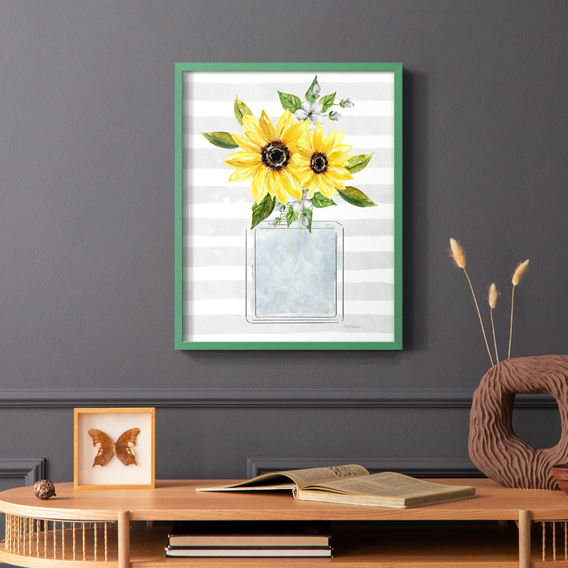 «Sunflower Perfume I», reproduction encadrée - bois massif, Vert, H 10 po x l 8 po