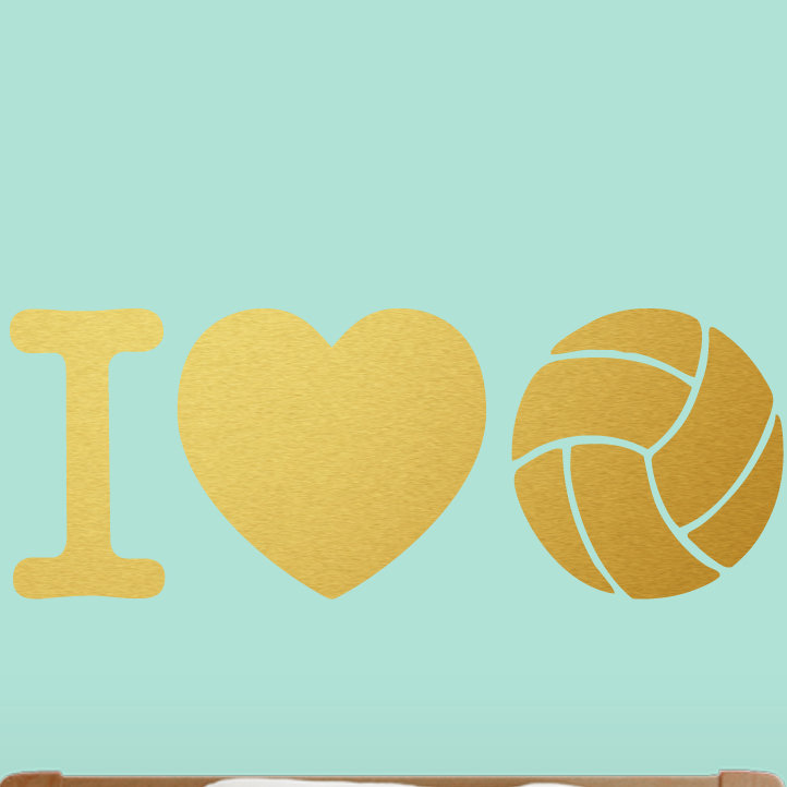 Décalcomanie murale i love volleyball, Or