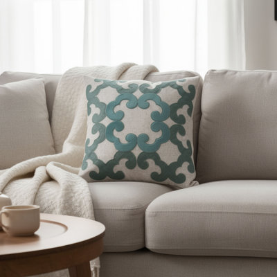Madyson Appliqued Linen Reversible Throw Pillow