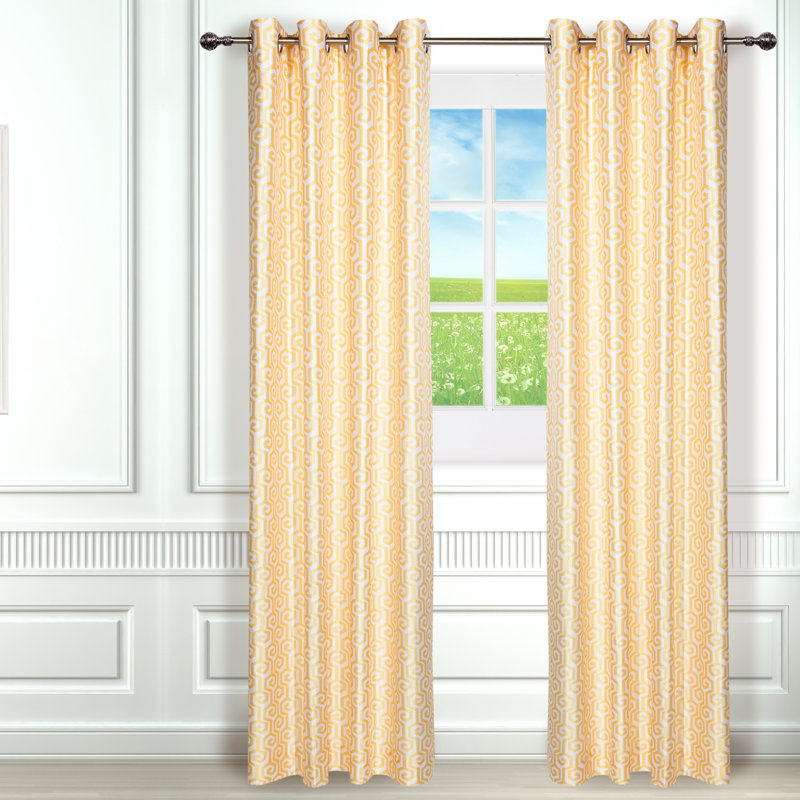 Antigone Room Darkening Curtain Pair, Yellow/White