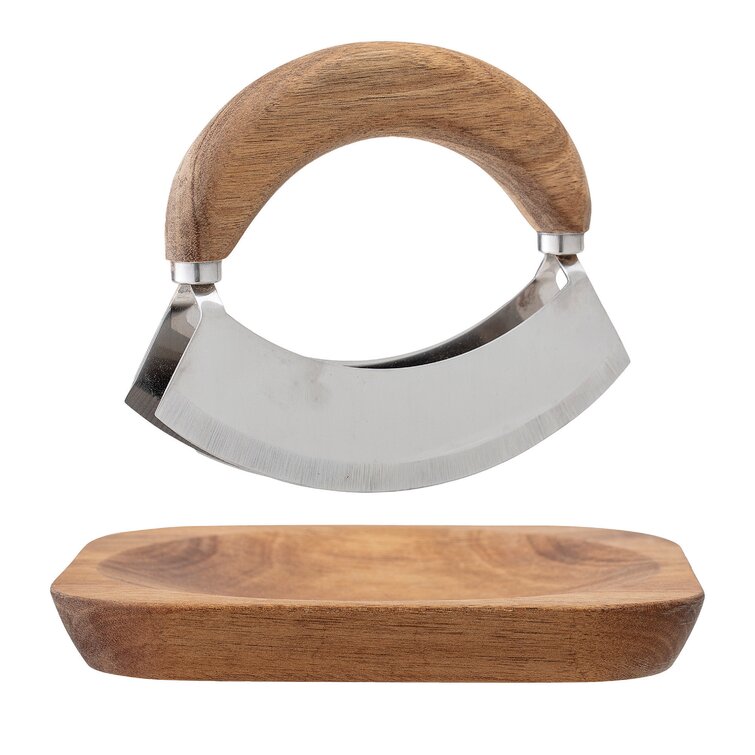 Handcrafted Chopping Bowl with Mezzaluna