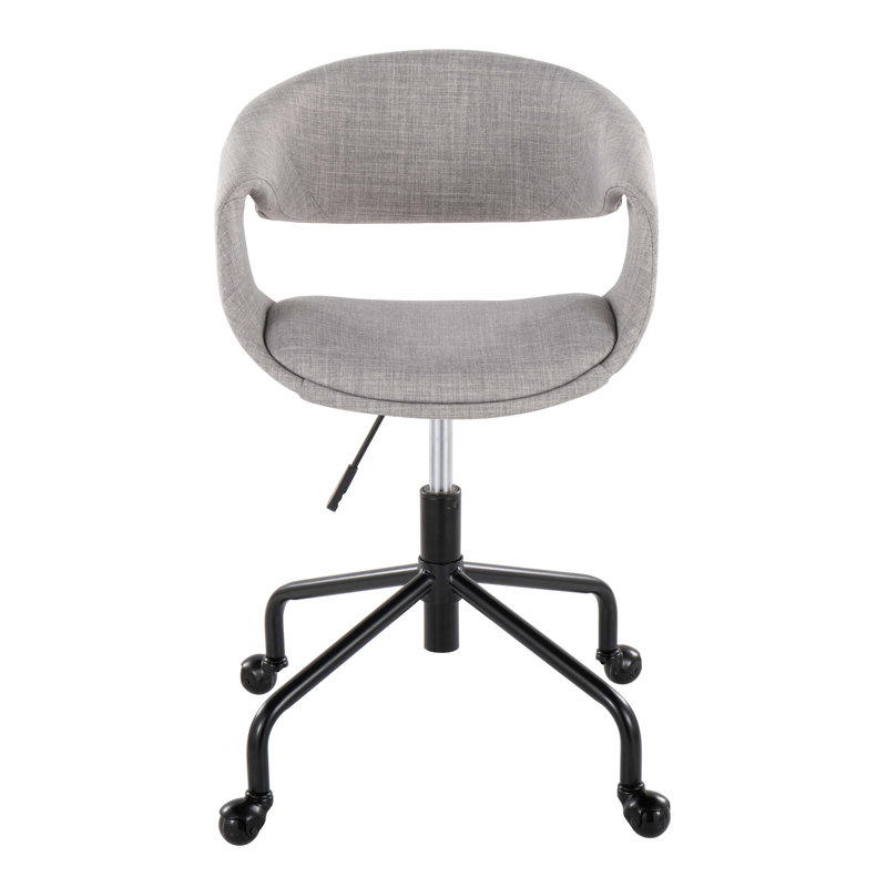 Chaise de travail en métal et tissu gris, Noir