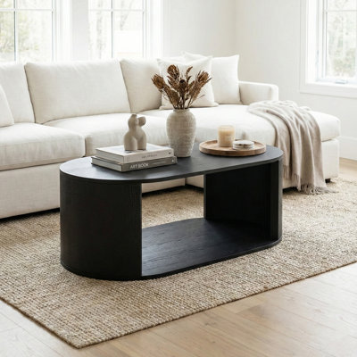 Levian Oval 47.5" Storage  Floor Shelf Coffee Table