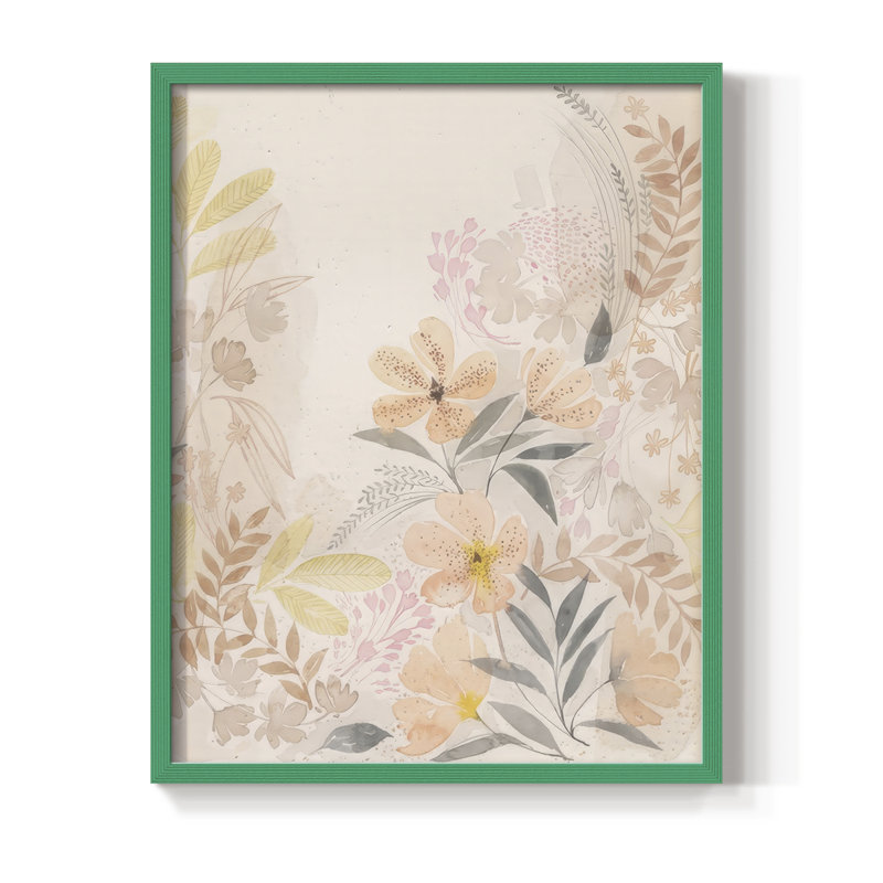 Windswept Wildflowers II, reproduction encadrée - bois massif, Vert, H 11 po x l 9 po