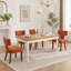 Ensemble de 2 chaises de salle à manger de style Mid-Century moderne, dossier courbé rembourré en tissu de lin ferme avec clous en cuivre, chaises de cuisine avec cadre en bois franc, orange-1950357854