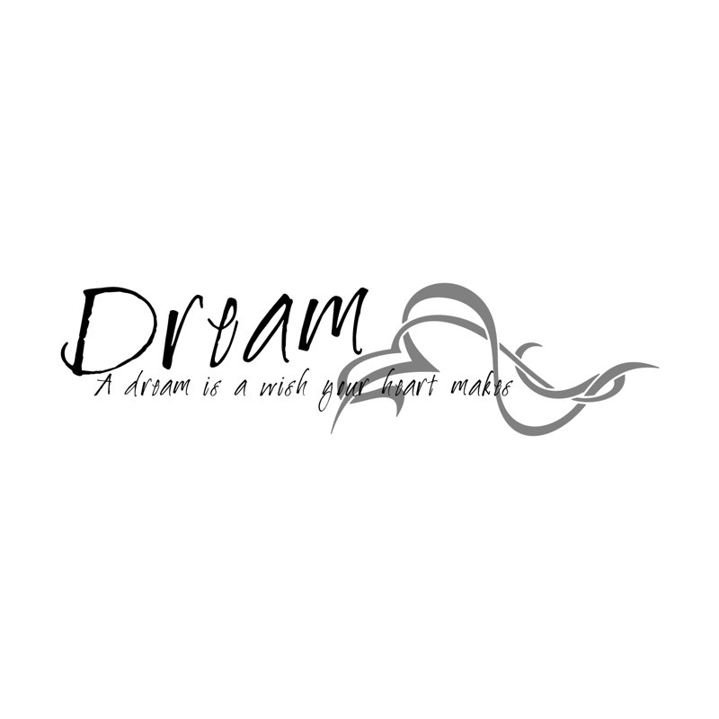 Adhésif décoratif « A dream is a wish your heart makes », H 8 po x l 30 po x P 0,01 po, Noir / brume argentée