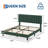 Queen Size Bed Frame Velvet Upholstered Platform with Adjustable Vertical Channel Tufted Headboard, No Box Spring Needed, Dark Green-1371623001